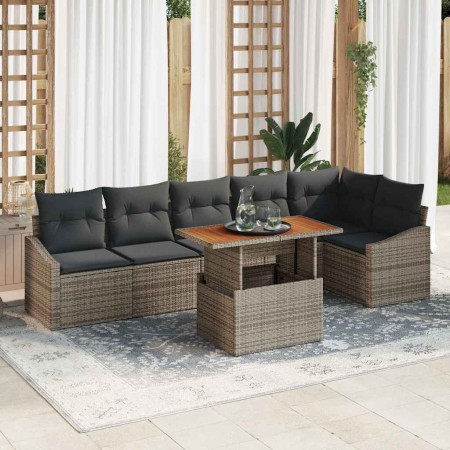 Conjunto de Comedor de Jardín Gris y marrón 100 x 55 x 73 cm