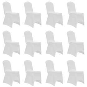 Funda de silla elástica 12 unidades blanca
