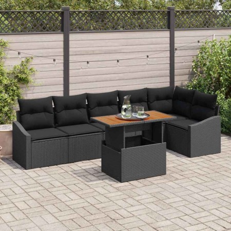Conjunto de Comedor de Jardín Negro y Marrón 100 x 55 x 73 cm
