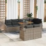 Conjunto de sofá de jardín 9 pcs Gris y marrón 100 x 55 x 73 cm