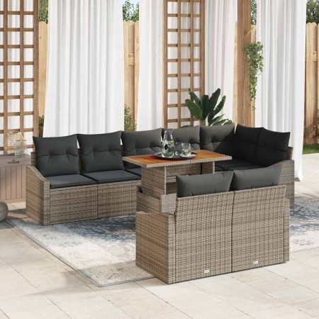Conjunto de sofá de jardín 9 pcs Gris y marrón 100 x 55 x 73 cm