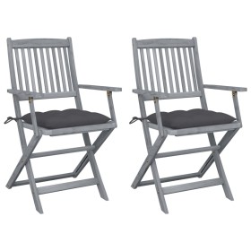 Folding garden chairs 2 units with solid acacia wood cushions by vidaXL, Garden chairs - Ref: Foro24-3064497, Price: 126,75 €...