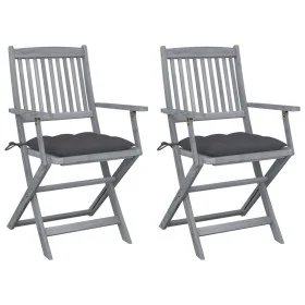 Folding garden chairs 2 units with solid acacia wood cushions by vidaXL, Garden chairs - Ref: Foro24-3064497, Price: 118,77 €...