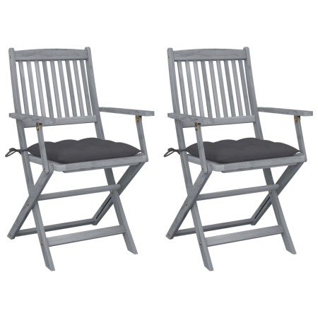 Folding garden chairs 2 units with solid acacia wood cushions by vidaXL, Garden chairs - Ref: Foro24-3064497, Price: 124,62 €...