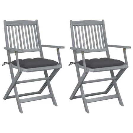 Folding garden chairs 2 units with solid acacia wood cushions by vidaXL, Garden chairs - Ref: Foro24-3064497, Price: 118,77 €...