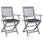 Folding garden chairs 2 units with solid acacia wood cushions by vidaXL, Garden chairs - Ref: Foro24-3064497, Price: 124,62 €...