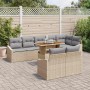 Conjunto de sofá de jardín 9 pcs Beige y gris 100 x 55 x 73 cm