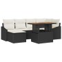 Conjunto de Comedor de Jardín con cojín 7 pcs Negro y crema
