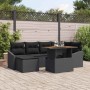Conjunto de Comedor de Jardín con cojín 7 pcs Negro y Marrón