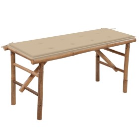 Folding garden bench with bamboo cushion 118 cm by vidaXL, garden benches - Ref: Foro24-3063852, Price: 90,24 €, Discount: %