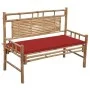 Banco de jardín con cojín bambú 120 cm de vidaXL, Bancos de jardín - Ref: Foro24-3063882, Precio: 132,60 €, Descuento: %