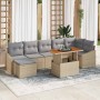 Conjunto de Comedor de Jardín con cojín 8 pcs Beige y gris