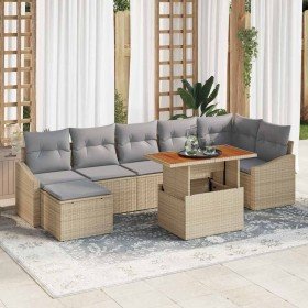 Conjunto de Comedor de Jardín con cojín 8 pcs Beige y gris Conjunto de Comedor de Jardín con cojín 8 pcs Beige y gris