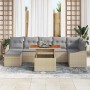Conjunto de Comedor de Jardín con cojín 8 pcs Beige y gris