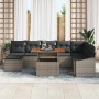 Conjunto de Comedor de Jardín con cojín 9 pcs Gris y marrón