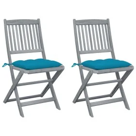 Klappbare Gartenstühle, 2 Stück, Kissen aus massivem Akazienholz von vidaXL, Gartenstühle - Ref: Foro24-3064555, Preis: 134,2...
