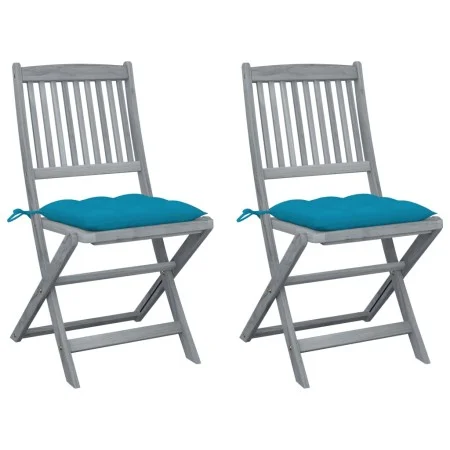 Klappbare Gartenstühle, 2 Stück, Kissen aus massivem Akazienholz von vidaXL, Gartenstühle - Ref: Foro24-3064555, Preis: 122,0...