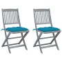 Klappbare Gartenstühle, 2 Stück, Kissen aus massivem Akazienholz von vidaXL, Gartenstühle - Ref: Foro24-3064555, Preis: 142,8...
