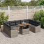 Conjunto de Comedor de Jardín con cojín 10 pcs Gris y marrón