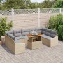 Conjunto de Comedor de Jardín con cojín 10 pcs Beige y gris