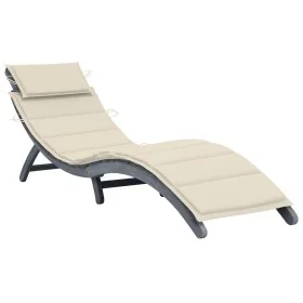 Solid Acacia Wood Lounger with Gray Cushion by vidaXL, Loungers - Ref: Foro24-3064046, Price: 145,97 €, Discount: %