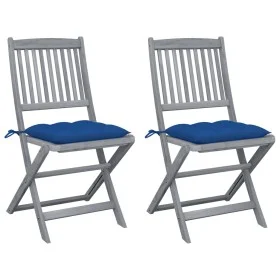 Klappbare Gartenstühle, 2 Stück, Kissen aus massivem Akazienholz von vidaXL, Gartenstühle - Ref: Foro24-3064561, Preis: 122,1...