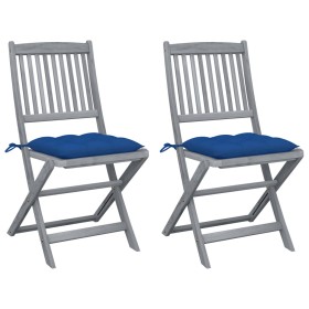Klappbare Gartenstühle, 2 Stück, Kissen aus massivem Akazienholz von vidaXL, Gartenstühle - Ref: Foro24-3064561, Preis: 143,2...