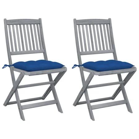 Klappbare Gartenstühle, 2 Stück, Kissen aus massivem Akazienholz von vidaXL, Gartenstühle - Ref: Foro24-3064561, Preis: 122,1...