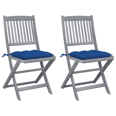 Klappbare Gartenstühle, 2 Stück, Kissen aus massivem Akazienholz von vidaXL, Gartenstühle - Ref: Foro24-3064561, Preis: 143,2...