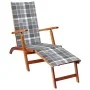 Garden lounger with footrest and cushion in solid acacia wood by vidaXL, Loungers - Ref: Foro24-3064028, Price: 138,45 €, Dis...