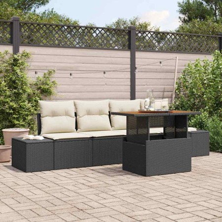 Conjunto de Comedor de Jardín Negro y crema 100 x 55 x 73 cm