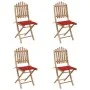 Set de comedor exterior plegable 5 piezas con cojines bambú de vidaXL, Conjuntos de jardín - Ref: Foro24-3063966, Precio: 274...