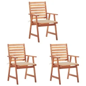Sillas comedor de jardín 3 uds madera maciza acacia y cojines de vidaXL, Sillas de jardín - Ref: Foro24-3064350, Precio: 214,...