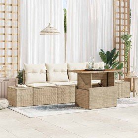 Conjunto de Comedor de Jardín con cojín 5 pcs Beige y Crema en Sofás de exterior | Comprar online en Foro24