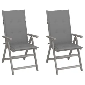 Liegende Gartenstühle, 2 Stück, Kissen aus massivem Akazienholz von vidaXL, Gartenstühle - Ref: Foro24-3064699, Preis: 145,36...