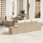 Conjunto de Comedor de Jardín con cojín 6 pcs Beige y Crema