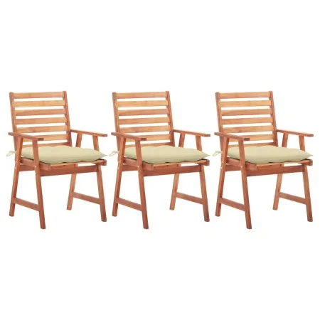 Sillas comedor de jardín 3 uds madera maciza acacia con cojines de vidaXL, Sillas de jardín - Ref: Foro24-3064364, Precio: 21...