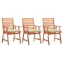 Garten-Esszimmerstühle 3 Stk. massives Akazienholz mit Kissen von vidaXL, Gartenstühle - Ref: Foro24-3064364, Preis: 226,69 €...