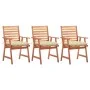 Sillas comedor de jardín 3 uds madera maciza acacia con cojines de vidaXL, Sillas de jardín - Ref: Foro24-3064364, Precio: 21...