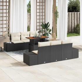 Conjunto de Comedor de Jardín con cojín 7 pcs Negro y crema