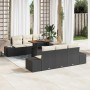 Conjunto de Comedor de Jardín con cojín 7 pcs Negro y crema