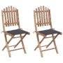 Folding garden chairs 2 units bamboo with cushions by vidaXL, Garden chairs - Ref: Foro24-3063987, Price: 120,02 €, Discount: %