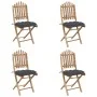 Set de comedor de jardín plegable 5 piezas con cojines bambú de vidaXL, Conjuntos de jardín - Ref: Foro24-3063975, Precio: 26...