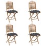 Set de comedor de jardín plegable 5 piezas con cojines bambú by vidaXL, Garden sets - Ref: Foro24-3063975, Price: 287,36 €, D...