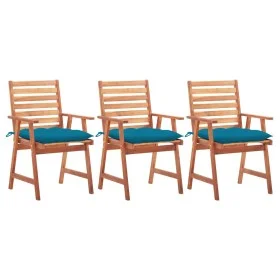 Garden dining chairs 3 pcs solid acacia wood and cushions by vidaXL, Garden chairs - Ref: Foro24-3064366, Price: 207,87 €, Di...