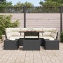 Conjunto de Comedor de Jardín con cojín 7 pcs Negro y crema