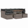 Conjunto de Comedor de Jardín con cojín 7 pcs Gris y marrón