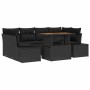 Conjunto de Comedor de Jardín con cojín 7 pcs Negro y Marrón