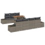 Conjunto de Comedor de Jardín con cojín 8 pcs Gris y marrón