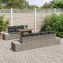 Conjunto de Comedor de Jardín con cojín 8 pcs Gris y marrón